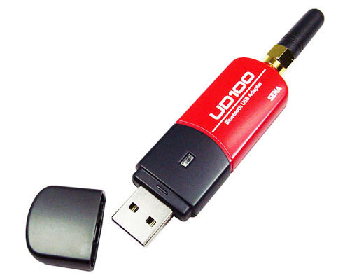Bluetooth USB Adapter für PCs + Notebooks, Class 1, bis 300m mit Stand