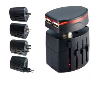 Universal Reiseadapter EU/UK/EURO/AUS mit 2x USB, output 5 V, input 10